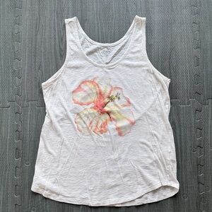 LOFT White Tank Top with Pink and Yellow Floral Print